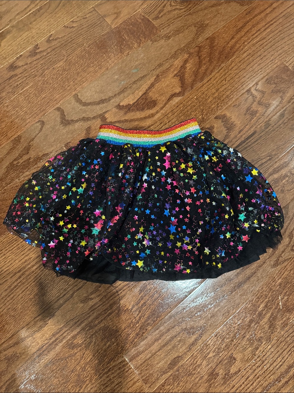 NWOT Lola and The Boys Fairy Dust Star Tutu Skirt Black w/ Rainbow Sz 6